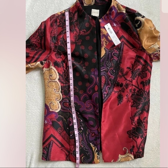 Chico's Colorful Lightweight Open 3/4 Sleeve Blazer Jacket Sz 0 (US S or 4) - Picture 9 of 9